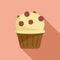 Fresh muffin icon flat vector. Food bread