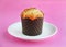 Fresh Muffin on a pink background