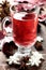 Fresh mulled wine in glass