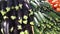 Fresh and natural eggplant piled in fruit market