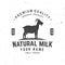 Fresh natural milk badge, logo. Vector. Typography design with goat silhouette. Template for dairy and milk farm