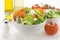 Fresh natural salad bowl tomato lettuce onion