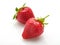 Fresh natural strawberries on white background.