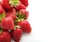 Fresh natural strawberries on white background with place for te