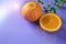 Fresh Navel Orange on Blue Background