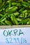 Fresh okra on display at a local farmers\' market