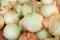 Fresh onion bulbs group or allium cepa texture nature patterns background
