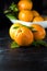 Fresh orange  on black background black. - Image