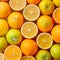 Fresh orange fruit background, top view, vibrant citrus display