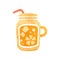 Fresh orange juice. Detox water in glass with handle and straw. Delicious refreshing drink. Flat vector icon with