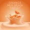 Fresh orange Milk Label Template with crown splash : Vector Illustration