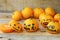 Fresh orange on wooden table in dining room. Healthy fruit for lose weight ,Fresh oranges on wooden background