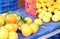 Fresh oranges at a greengrocers shop