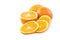 Fresh Oranges sliced half and whole copy space