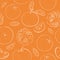 Fresh oranges, tangerines leaves background. Hand drawn overlapping backdrop. Colorful wallpaper vector. Seamless pattern with