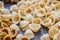 Fresh orecchiette or orecchietta, made with durum wheat and water, handmade pasta typical of Puglia