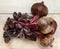 Fresh organic beet, beetroot, wooden background