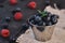 Fresh organic blueberries and raspberries in a basket.Blueberry and raspberry.Healthy eating,diet concept