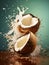 Fresh Organic Coconut Fruit Vertical Illustration.