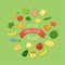 Fresh Organic Food Flat Style Icon Set