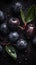 Fresh Organic Huckleberry Berry Vertical Background.