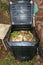 Fresh, organic, kitchen waste, household scrap in the compost bin