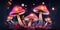 Fresh Organic Mushrooms Vegetable Horizontal Trendy Illustration.