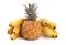 Fresh organic pineapple with bananas
