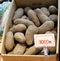 Fresh organic potato in box