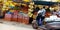 Fresh organic produce fruits hanging at street shop