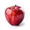 A fresh organic raw red apple with water drops for fruit salad recipes on white background Generative AI Illustration