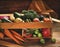 Fresh Organic Raw Vegetables In Wooden Crate