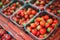 Fresh Organic Red Berries Strawberries At Produce Local Market I