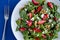 Fresh organic strawberry spinach salad