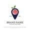 Fresh organic sushi pin map logo design, japanese food point logo brand