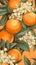 Fresh Organic Tangerine Fruit Vertical Background Illustration.