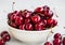 Fresh organic tasty cherries in a bowl