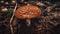 Fresh organic toadstool growth in autumn forest generated by AI