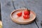 Fresh organic tomatoes on a blurry background. tomatoes farm food.