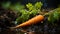 Fresh organic vegetables grow in the wet dirt outdoors generated by AI