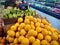 Fresh organic young africa lemon sold on market. lemon on market.New harvest of sweet ripe raw lemon fruit on market close up.