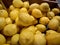 Fresh organic young africa lemon sold on market. lemon on market.New harvest of sweet ripe raw lemon fruit on market close up.
