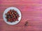 Fresh Overripe Cherry on Rustic Wooden Background