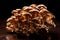 Fresh oyster mushrooms on black background. Wood mushrooms cultivation. Generative AI