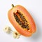 Fresh Papaya On White Background: A Blend Of Exotic Colors