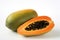 fresh Papayas on a pristine white background. The Papaya is perfectly ripe and bursting with flavor