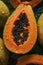 Fresh papayas seamless background AI generated