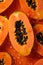 Fresh papayas seamless background AI generated