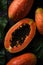 Fresh papayas seamless background AI generated