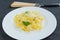 Fresh pappadelle pasta with lemon, basil and creame